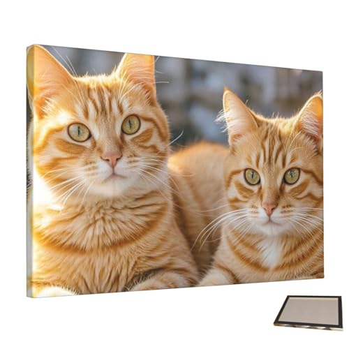 Images à suspendre pour salon en toile haute définition au motif de chats oranges