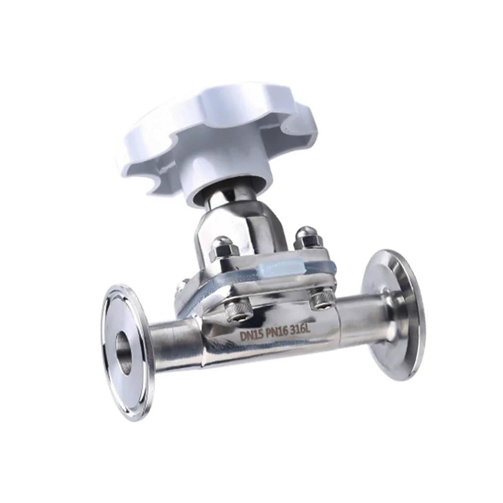 1pcs DN15 DN20 DN25 DN50 Sanitary Diaphragm Valve, SS316L Stainless Steel 1.5" 2" Tri Clamp Diaphragm Valve of Brew Beer Dairy Product(19mm x Ferrule 50.5)