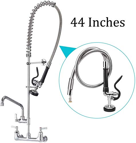 Kwode Pre-Rinse Hose With Spray Valve 44 Inch Flexible Stainless Hose With Sprayer Nozzle Head Replacement Kit For Commercial Kitchen Sink Faucet(Free Brass Adapter To Connect Add-On Swivel Spout) #TOP3