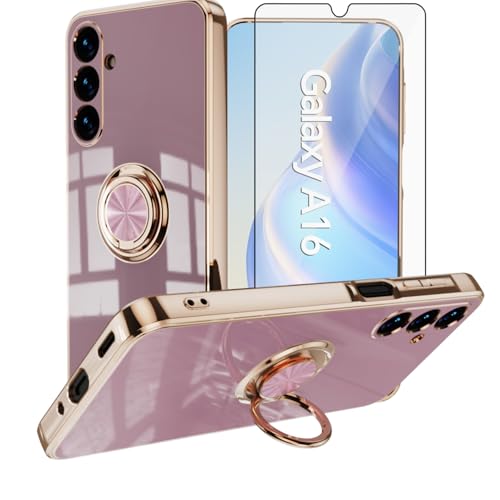Coque Samsung Galaxy A16 5G Asuwish en silicone silicone souple avec anneau et verre trempé