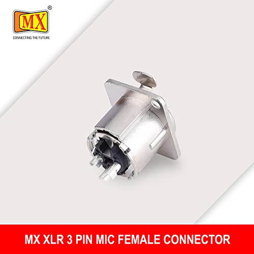 Image of MX 3 Pin XLR connector Microphone Connector pin Pure Copper Nickel Plated Pins1 for High Conductivity microphone cable connector PERENT (3 PIN PANEL MOUNTING silver, Pack of 4, Female Connector)