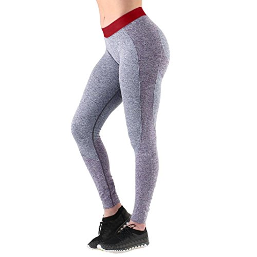 HARRYSTORE Mujeres Deportes Gimnasio Entrenamiento de Yoga Pantalones de Cortocircuito de Cintura Fitness Leggings Elásticos (L, Rojo) Cover