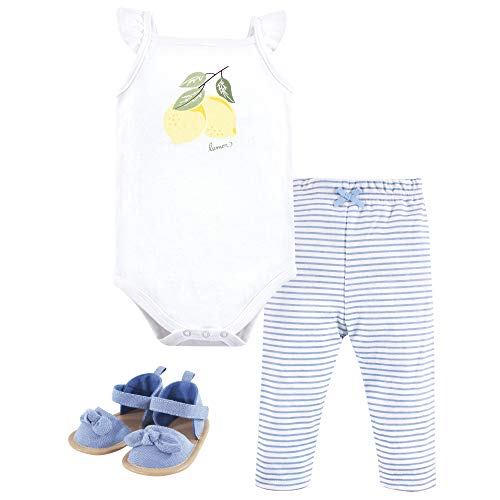 Image of Hudson Baby Unisex Baby Cotton Bodysuit, Pant and Shoe Set