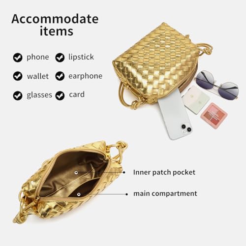 Image of Woven Crossbody Bags for Women Handmade Woven Purse Shoulder Bag Small Handbag PU Leather Purses Bag
