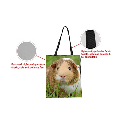 Dolyues Cute 3D Animal Guinea Pig Print Canvas Tote Bags for Women with Pockets,Large Size Reusable Shopping Shoulder Bags - Image 3