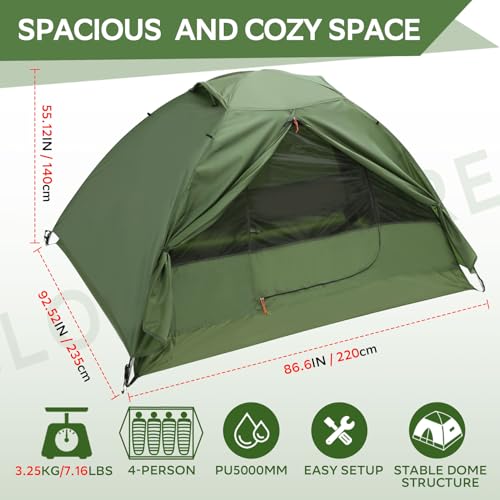 Clostnature 4-Person Ultralight Backpacking Tent