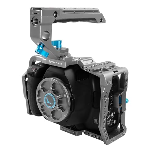 Image of KONDOR BLUE 6K Pro Cage with Top Handle Compatible with Blackmagic Design | Lightweight Aerospace Grade Aluminum | Multiple Mounting Points | Built-in HDMI & USB C Cable Clamps | Space Gray…