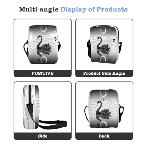 mens messenger bag shoulder bag men Shoulder Handbag Adjustable Strap for business business- Black Swan Silver4