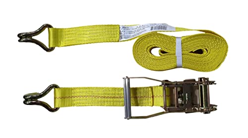 Zeluga Zl182 2In. X 27Ft. Heavy Duty 10,000 Lbs Capacity Ratcheting Tie Down With Double R15 J-Hook, Yellow #TOP2