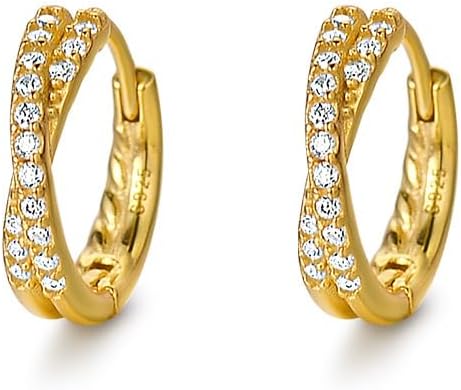 18K Gold Plated Huggie Hoop Earrings with Cubic Zirconia – Sparkling Small Hoop Earrings for Women