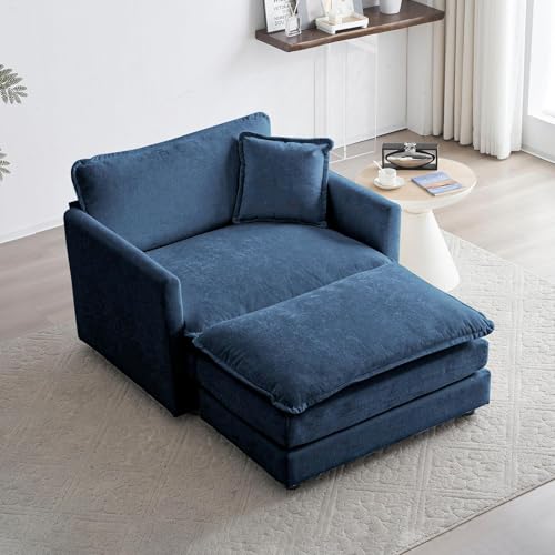 Sillón Plegable Chenille Azul miniatura 2