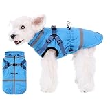 Norbi Dog Winter Coat with Harness Bulit in - Pet Warm Coats and Jackets for Small Medium Large Dogs with Reflective Stripes Blue M