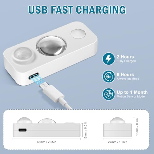 Image of Rechargeable Motion Sensor Puck Lights, Wireless Under Cabinet Lights, LED Closet Lights Battery Operated, Dimmable Stick-on Night Lights for Kitchen, Pantry, Stairway, Shelf, Warm White, 4 Pack