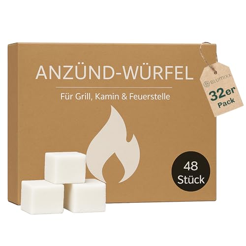 Blumixx Anzündwürfel – 32 Pakete = 1536 Würfel, Grillanzünder,...