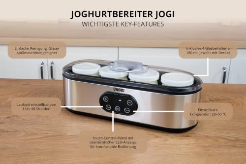 Foto von UNOLD Joghurtbereiter Jogi - kompakter Joghurtmacher inkl 4 Gläser à 180 ml