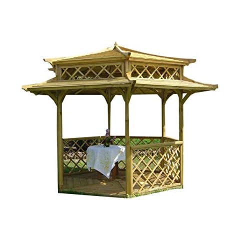FAST DELIVERY GARDEN WOODEN GAZEBO, STUNNING JAPANESE PAGODA HEXAGONAL DIAMETER 2.5m (ex3.5m) Cover