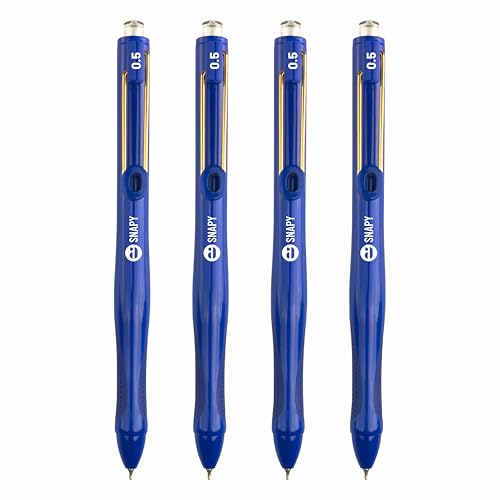 Image of Anupam Snapy Roller Gel Pen 0.5 mm, Waterproof Smooth Quick-Dry Dark Ink, Comfortable Grip Exam & Office Pen, Refillable (Blue Body BlueInk, Pack of 4)