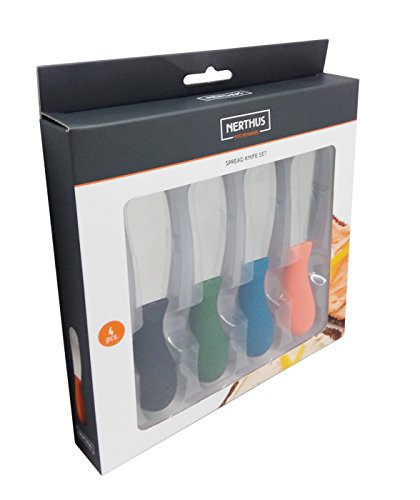 Miniatura 10 de Nerthus Fih 329 - Cuchillos Untar Set 4 De Unidades, Negro, Verde, Azúl, Naranja