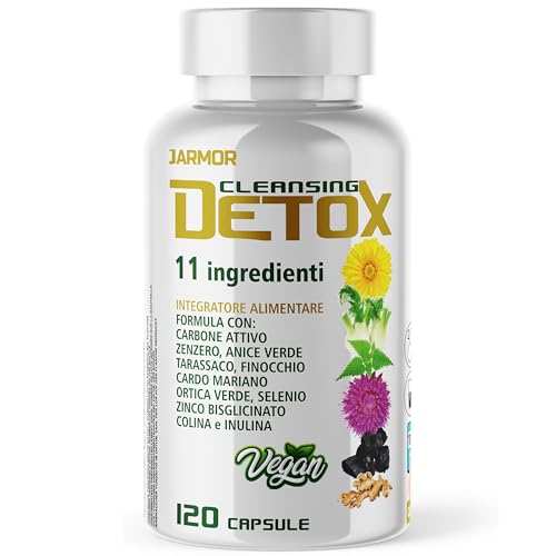 J.Armor Detox 120 Kapseln für Leber & Darm, Niere & Dickdarm | Entschlackend & Leber Entgiftend Ausleitend | 11 Zutaten Mariendistel Dandelion | Nahrungsergänzung