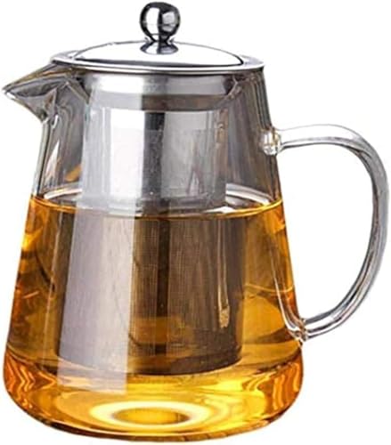 suriggo 耐熱 ガラスポット 麦茶ポット 950ml|直火・冷蔵庫OK ステンレス蓋&茶こし付き かわいい小サイズ 水出し麦茶に最適 (450ml) (950ml)