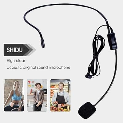 SHIDU Flexible Costume Microphone Headset,Original Sound Adjustable Wired Microphone with 3.5mm Audio Plug for Voice Amplifier Speakers
