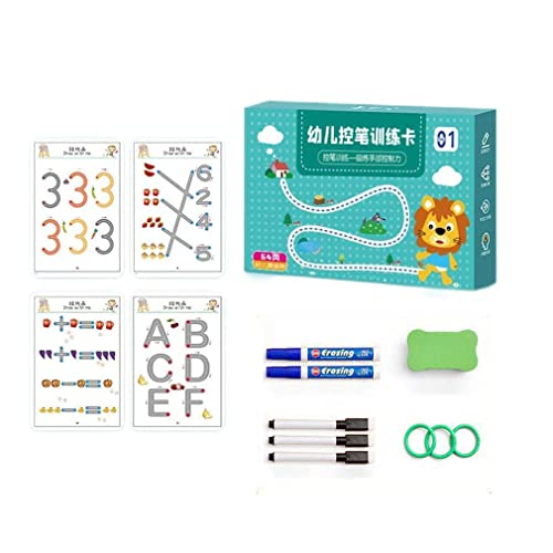 Magical Tracing Workbook Set, Magic Tracing Workbook for Kids, Magic Practice Copybook with Magic Pens, Reusable Writing Practice Book, Calligraphy Tracing Book for Kids (60pages)