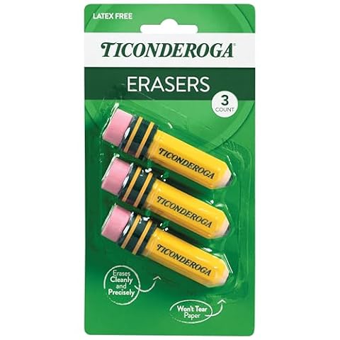 Ticonderoga Gumki w kształcie ołówka 3/Pkg - żółte