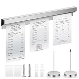 Henoyso 16 Inch Aluminum Slide Check Rack with 2 Pcs Receipt Holder Spike Desk Receipt Storage Restaurant Food...