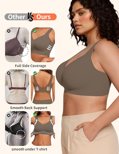 Image of PoseFree Jelly Bras for Women No Underwire, Supportive Wireless Comfort Bra, Full Coverage Back Smoothing Bra