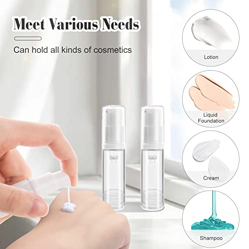 20Pcs 5ml/0.17oz Airless Pump Bottle Refillable Plastic Airless Vacuum Dispenser Portable Clear Cosmetic Sample Vial Container Jars for Lotion Emulsion Toiletries Liquid Foundation4