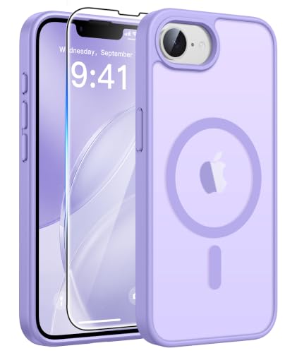 Image of FNTCASE for iPhone 17e Case Purple: Translucent iPhone 16e Cases Compatible with MagSafe, Camera Protection & Tempered Glass Protector, 14FT Military Grade Drop Tested, Matte Skin-Friendly Cover