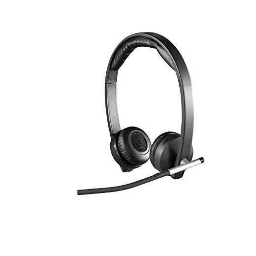 Logitech H820e trådlöst headset, stereohörlurar med brusreducerande mikrofon, USB, headsetkontroller, indikator LED, PC/Mac/laptop – svart