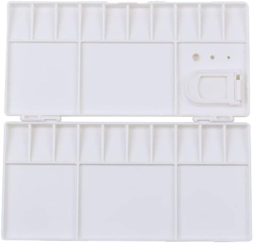 White Plastic Paint Palette Box Watercolor Tray with 25 Grids Flip Folding Art Tool Supplies