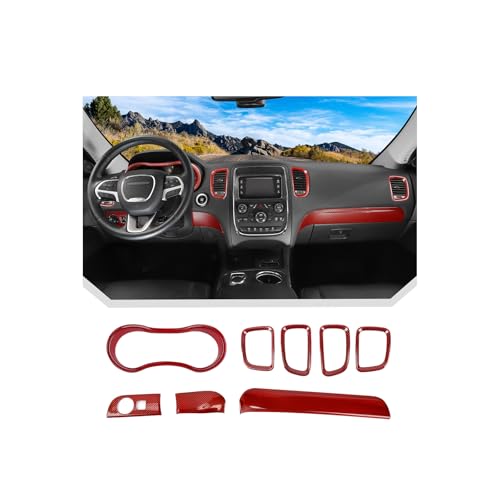 JeCar 8pcs Red Carbon Fiber Dash Trim Kit for 2014-2020 Dodge Durango Interior Accessories