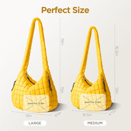 Image of Puffer Tote Bag for Women Large Quilted Crossbody Bag Quilted Carryall Bag Soft Puffy Hobo Handbags Puff Purse Shoulder Bag