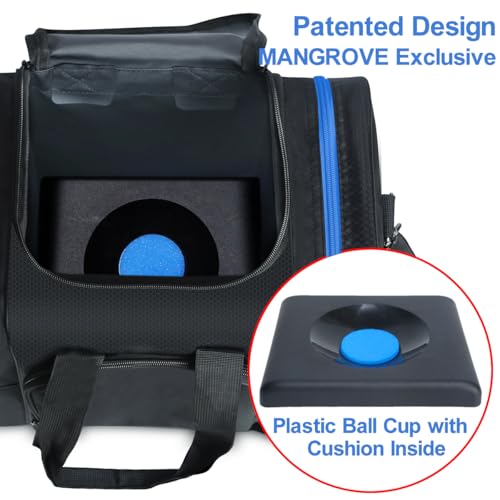 Mangrove Bowling Ball Bag for Single Ball, 2020 Bowling Ball Tote Bowling Bag with Padded Ball Holder - Fits Bowling Shoes Up to Mens Size 14 and Accessories (Blue) - Thumbnail 2