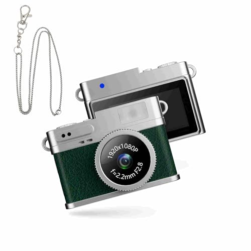 Mini appareil photo numérique 1080P FHD rétro vert avec carte SD 32 Go