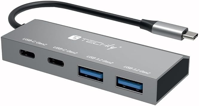 Techly 620478 USB3.2 Hub 2 USB-A Ports and 2 USB-CTM Ports Silver