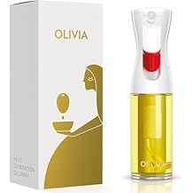 OLIVIA SIGNATURE Advanced Kitchen Oil Sprayer with Flairosol Technology, Fine Mist & Portion Control, Refillable Glass Olive Oil Cooking Spray Bottle for Air Fryer, Salad, BBQ, 130ml Gold Print