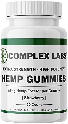 Hemp Gummies - Pure Hemp Extract 25mg per Gummy - Total Hemp Extract 750mg per Bottle - American Made - 100% Organic - Supreme Formula - Ultra Low Sugar - Strawberry Flavor