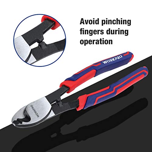 WORKPRO 210 mm kabeldraadsnijders, koolstofstalen materiaaltangen, hoge hardheid draadkabelsnijgereedschappen met antislip handvat, ideaal voor koperdraad kabelsnijden en strippen, doe-het-zelf - Afbeelding 6