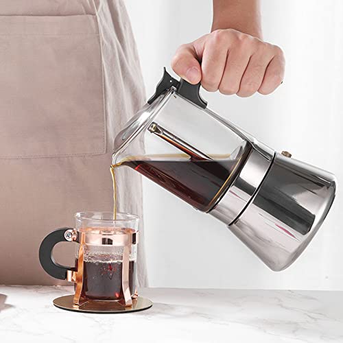 Amonida Stovetop Coffee Maker 6Cup 240Ml Stainless Steel Italian Coffee Machine Maker Moka Pot Induction Coffee Pot #TOP1