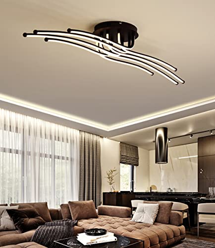 Lámpara de techo LED regulable con control remoto,lámpara de techo moderna,para sala de estar,dormitorio,salón,accesorio de iluminación decorativa (L118cm) Cover