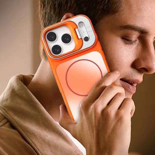 Coque magnétique iPhone 17 Pro Max orange avec support intégré en PC durable - 6