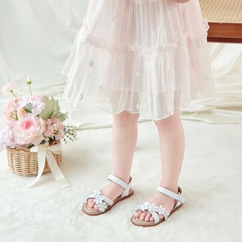 Image of Kolan Toddler Girl Sandals Open Toe Flat Princess Dress Shoes Little Kids