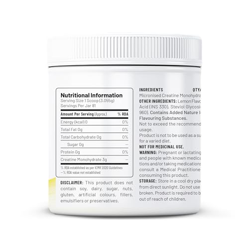 Image of Unived Micronised Creatine Monohydrate Powder - 250g | 100% Pure | Supports Strength, Power & Muscle Recovery (Lemon Citrus)
