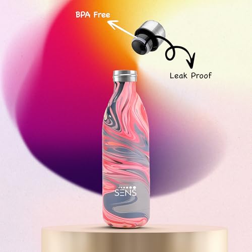 Image of SENS Hydra Pearl Stainless Steel 1000ml Bottle Hot or Cold up to 24 Hours | Leak Proof, BPA Free, Eco-Friendly | Travel | Office | Home | Misty Morning