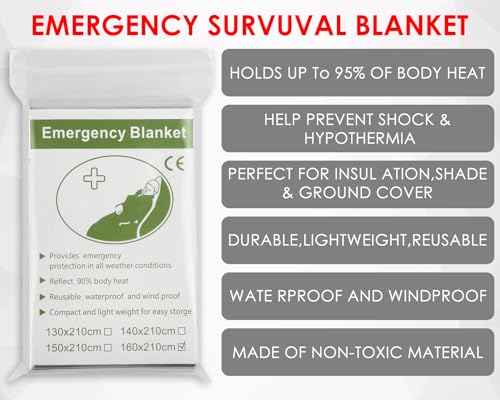 Image of DS. DISTINCTIVE STYLE 4 Pack Emergency Blanket, Thermal Blanket for Survival, Emergency Supplies Space Blanket Perfect for Outdoors, Hiking, Survival, Marathons, or First Aid, Silver