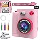 Kinderkamera Sofortbildkamera, 2,4 Zoll Sofortbildkamera Kinder mit 32G Karte und Fotopapier Drucken, Druckpapier & Farbigen Stiften,Kamera Kinder Sofortdruck, 3-12 Jahren(Rosa)