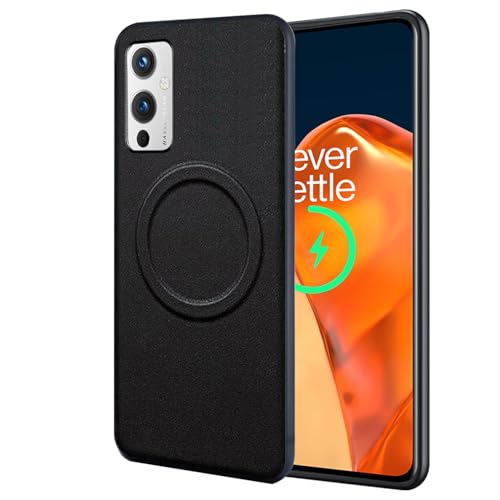 Étui de protection pour Oneplus 9 5G - Compatible avec MagSafe - En cuir synthétique TPU souple - Extrêmement léger - Protection de l'appareil photo - En cuir - Pour...